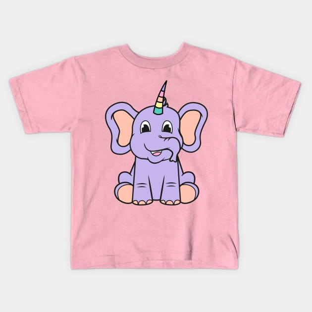 Elephanticorn, the combination of elephant and unicorn Kids T-Shirt by All About Nerds